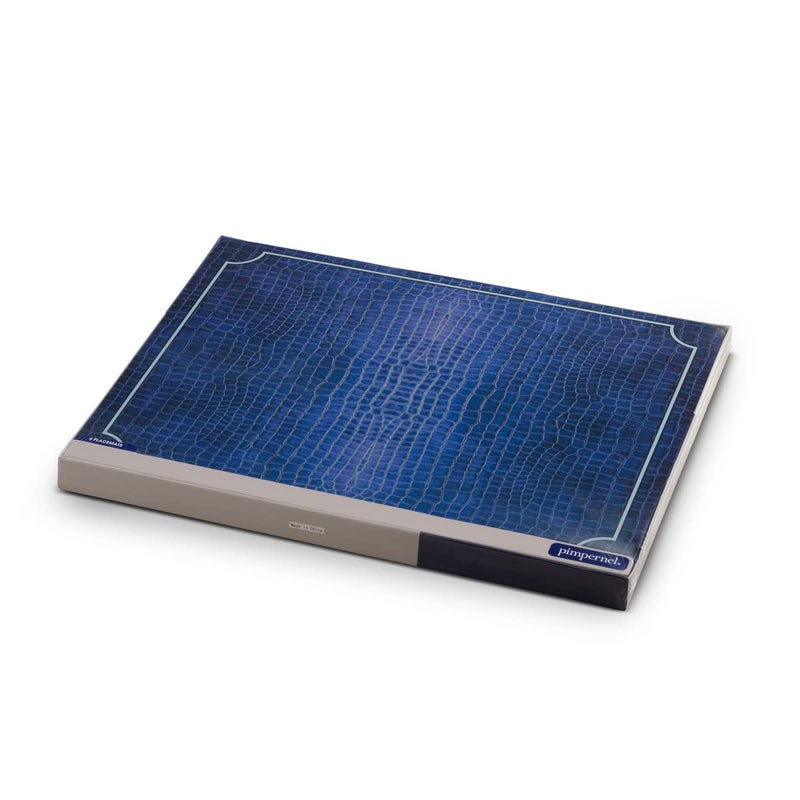 Pimpernel Blue Croc Leather Placemats, Set of 4 â€“ (15.7" x 11.7") Cork-Backed Table Mats with 5mm Padding, Decorative Navy Crocodile Design, Heat & Stain Resistant Dining Accessories - Image 4